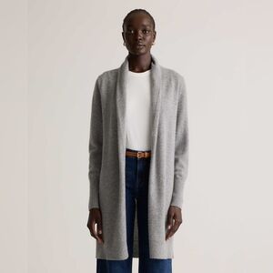 Quince Soft Heather Grey Cashmere Duster Long Shawl Collar Sweater